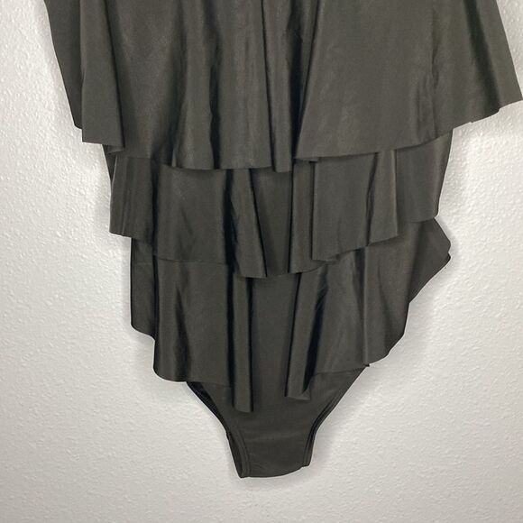 Black Tiered One Piece Black Swimsuit Size 2XL - Picture 3 of 7